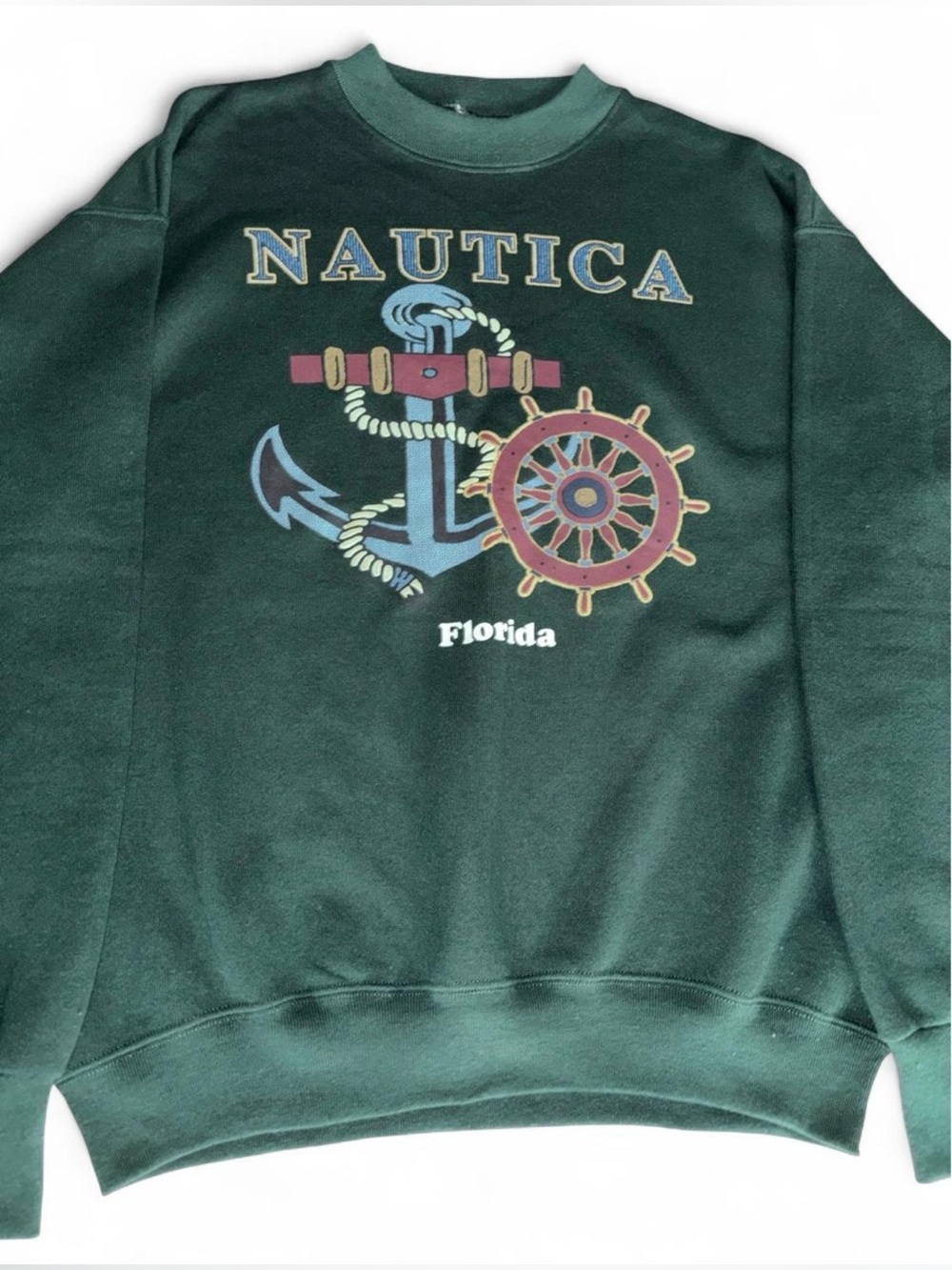 1990s Vntg Preppy Náutica Florida pullover crewneck. No tags. Measurements shown